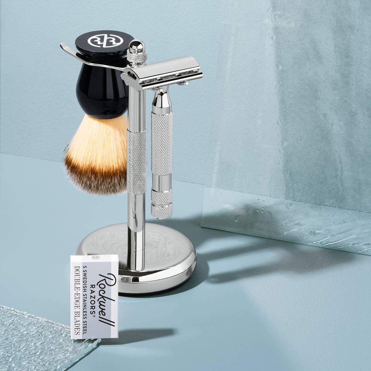 Rockwell 3-Piece Universal Shave Stand: White Chrome