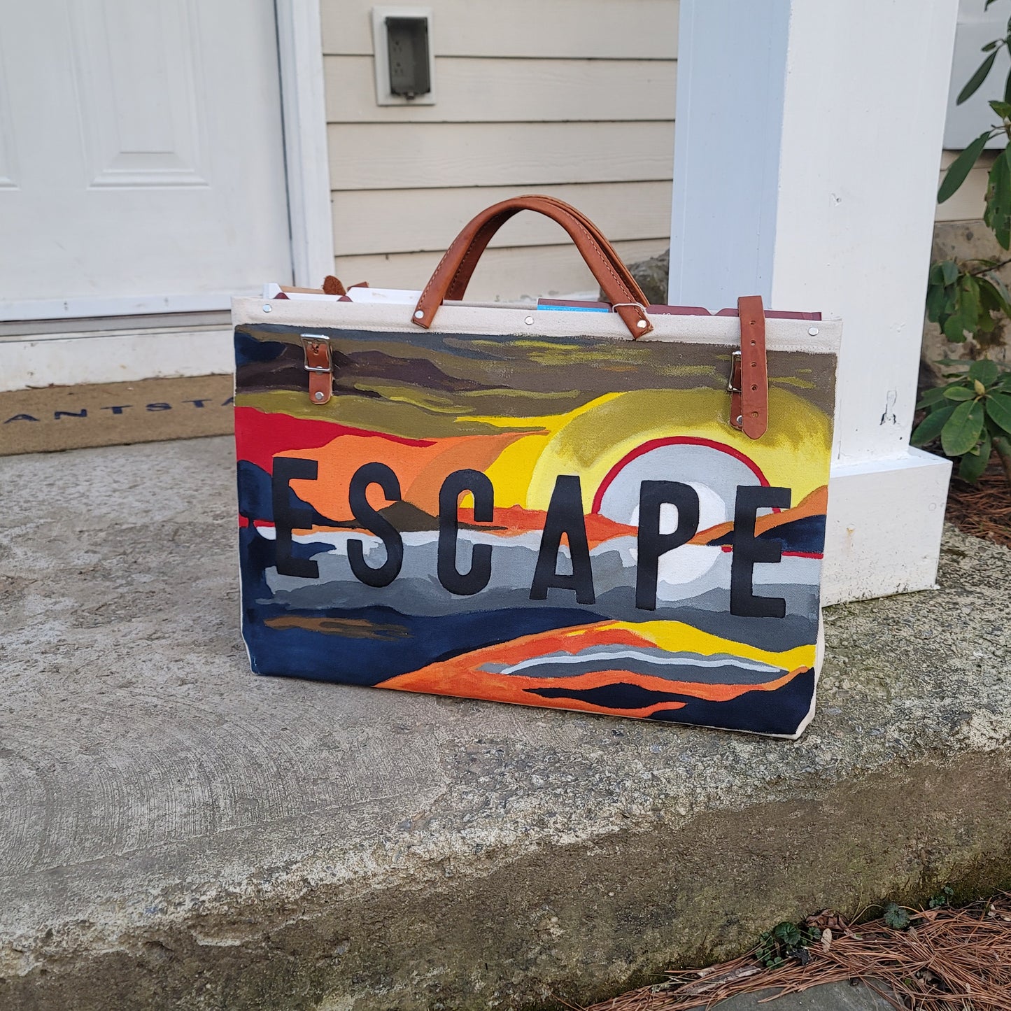 HAND PAINTED - ESCAPE Canvas Utility Bag