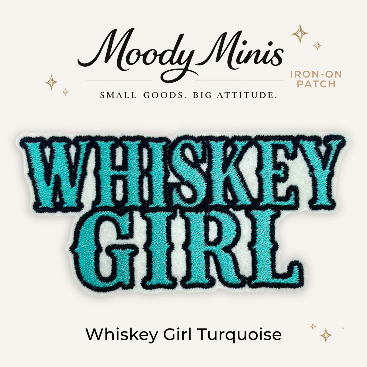 Whiskey Girl Turquoise Embroidered Patch