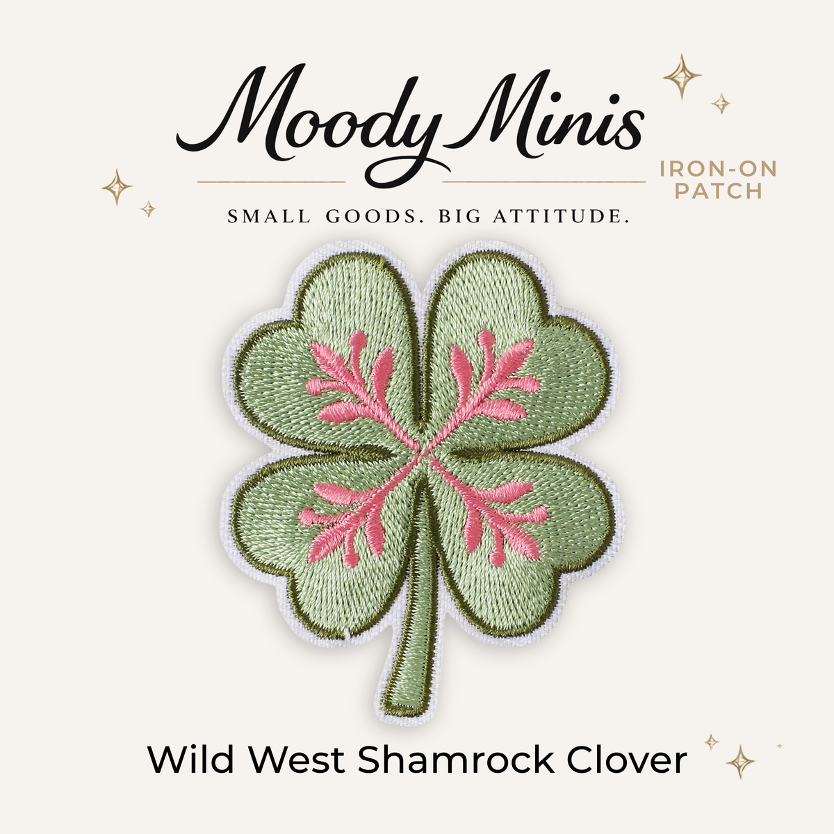 Wild West Shamrock Clover Embroidered Patch
