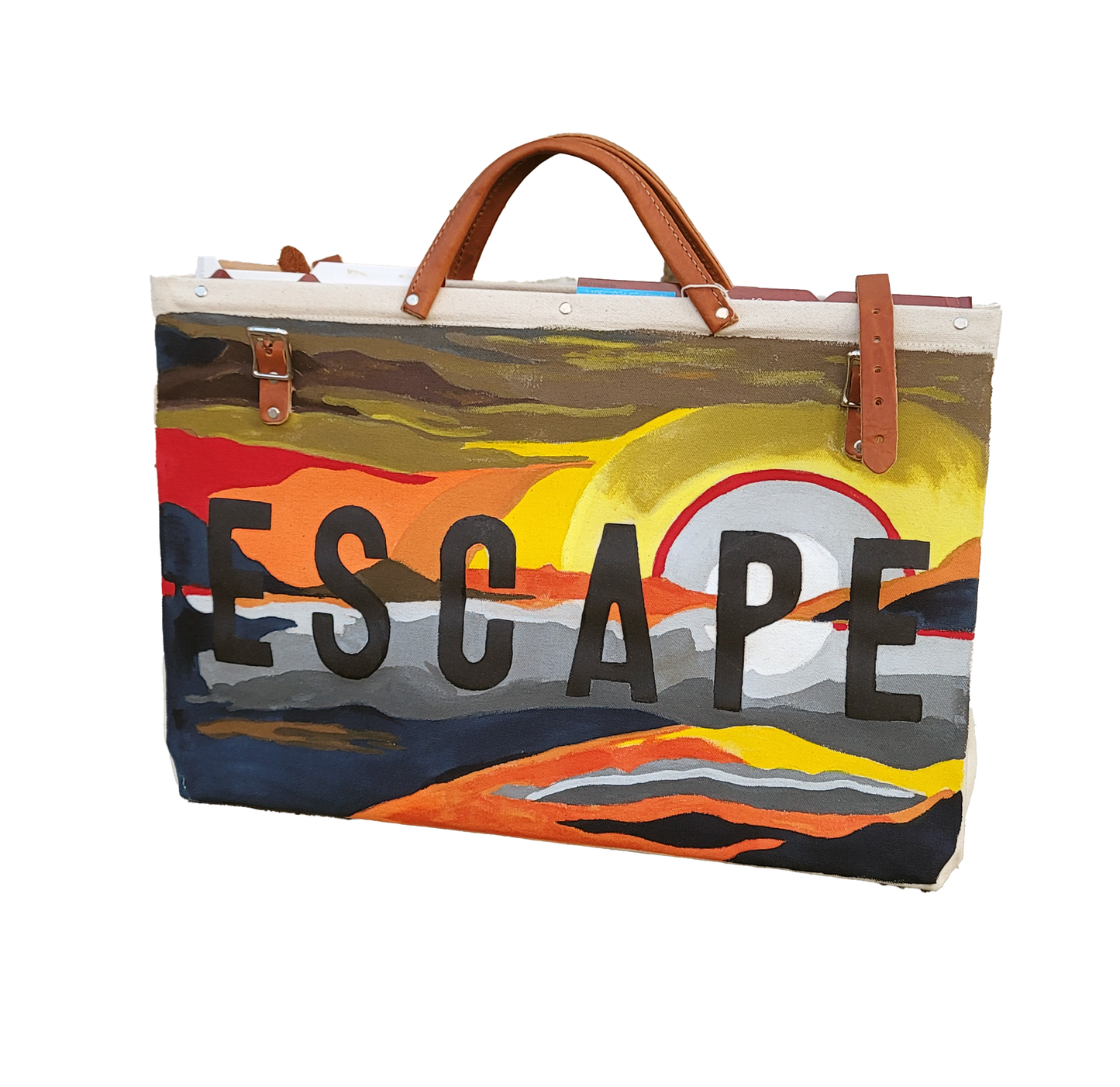 HAND PAINTED - ESCAPE Canvas Utility Bag