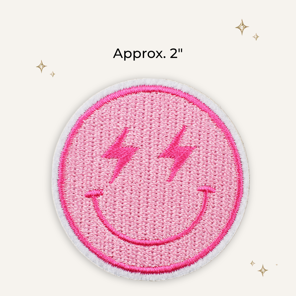 Pink Bolt Smile Embroidered Patch- RTS