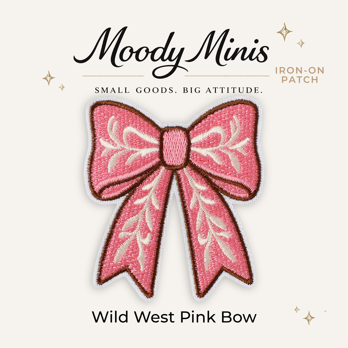 Wild West Pink Bow Embroidered Patch