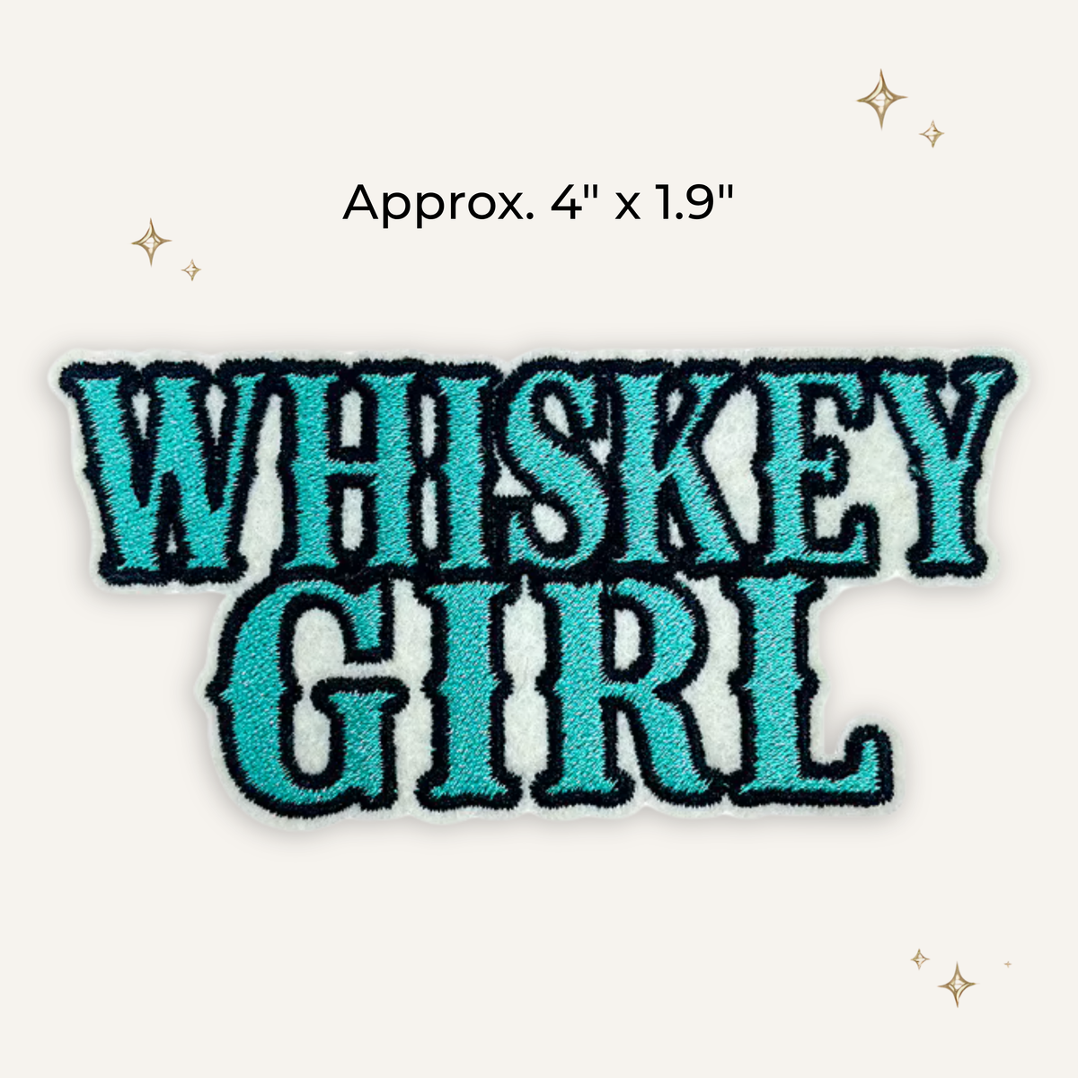 Whiskey Girl Turquoise Embroidered Patch
