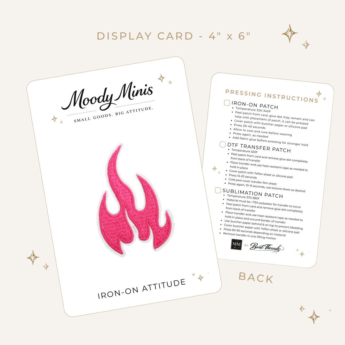 Pink Flame Embroidered Patch - RTS
