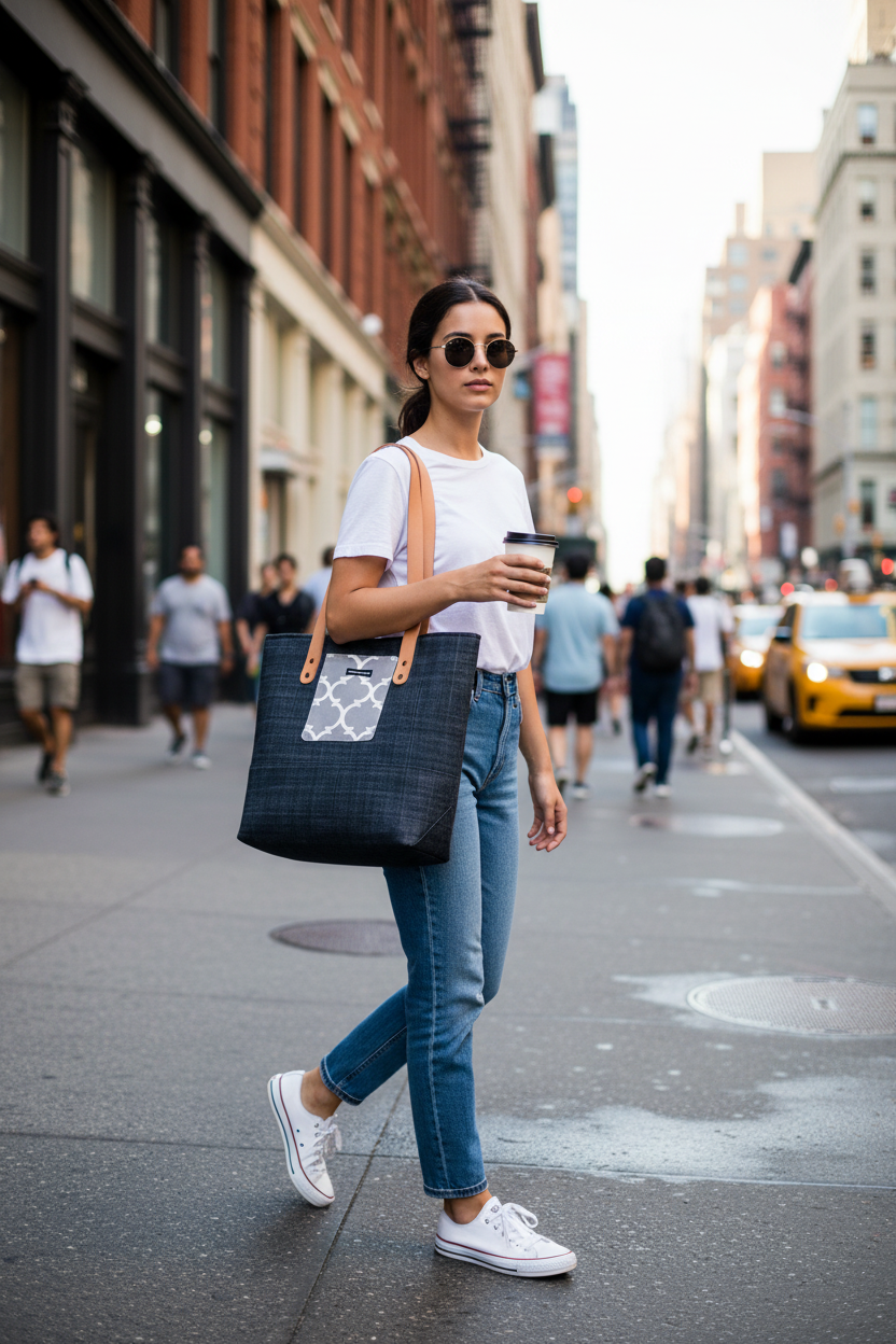 The Forever Tote - Denim & Gray