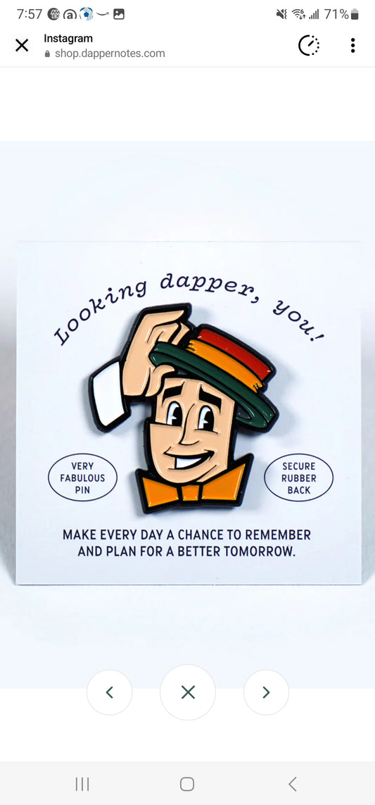 Dapper Notes Mascot Pin