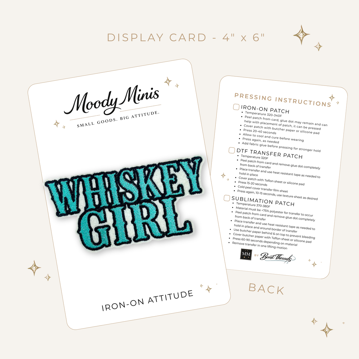 Whiskey Girl Turquoise Embroidered Patch