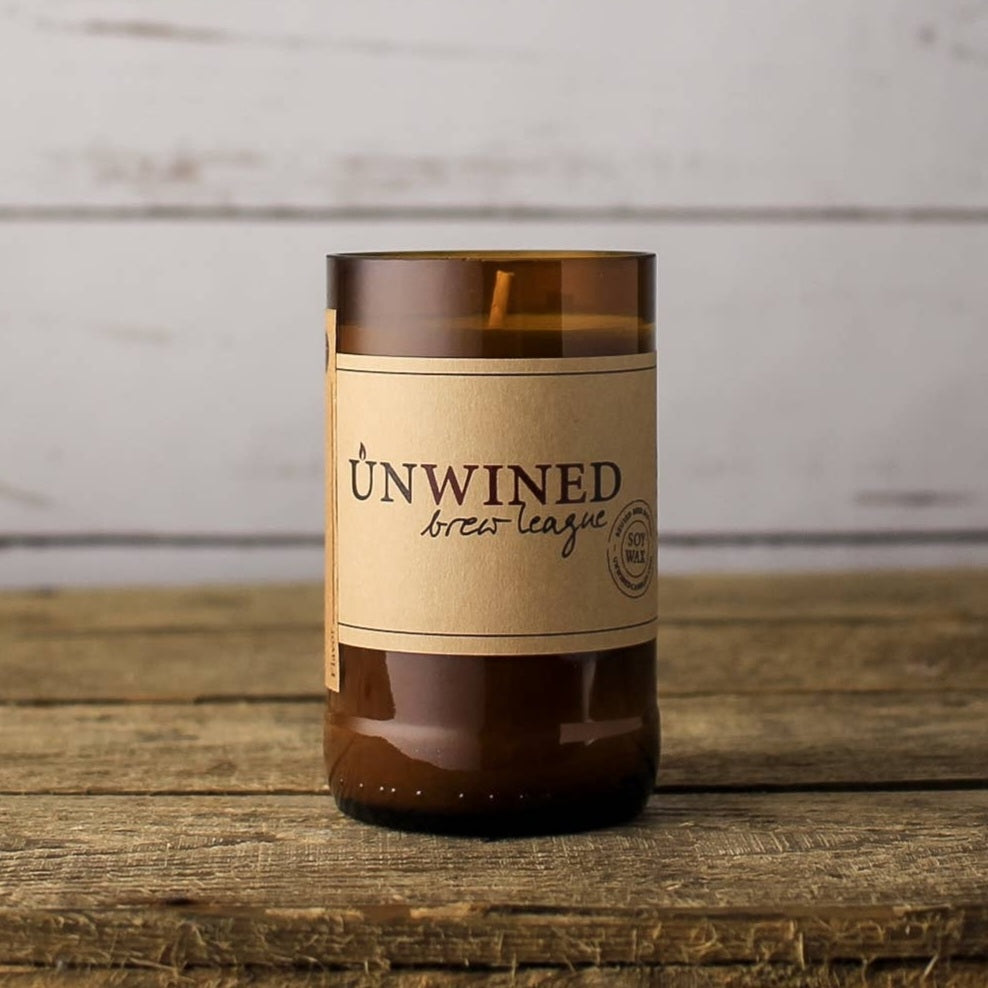 UNWINED -  Lavender Vanilla Brew League - Beer Bottle Candle